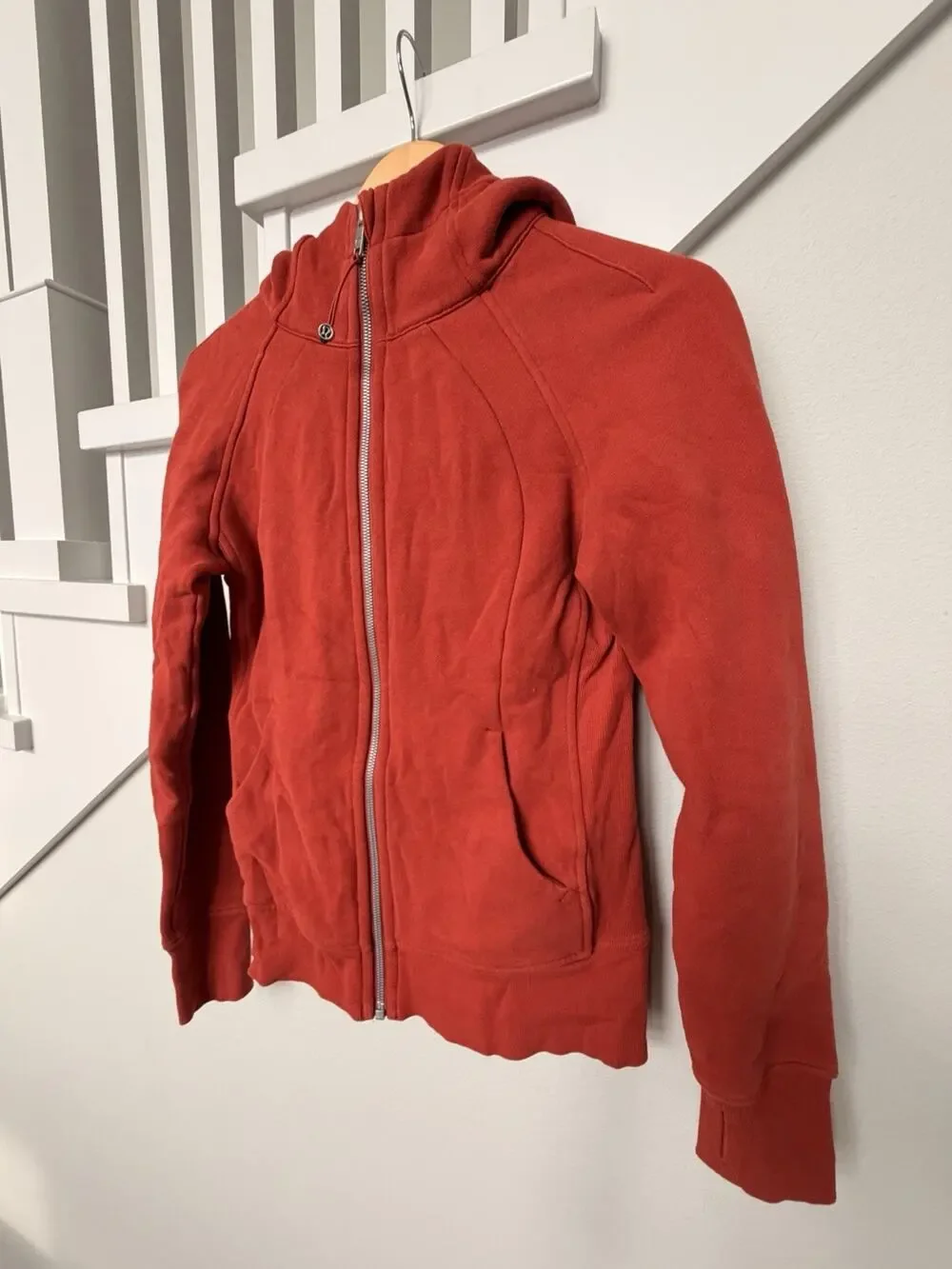 Lululemon Scuba Full Zip Hoodie Orange Poppy Cotton Fleece Size 4 Athleisure